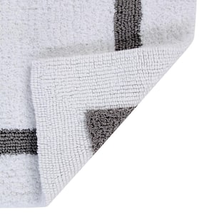 Hotel Collection White/Gray 20 in. x 20 in. Contour 100% Cotton Bath Rug