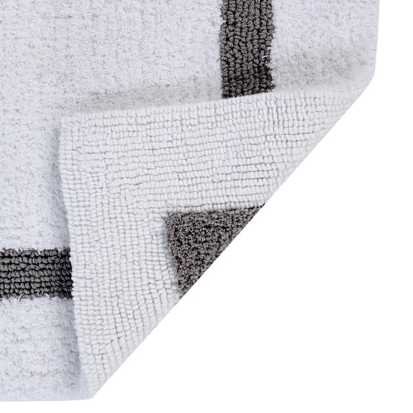 Better Trends Hotel Collection White/Gray 20 in. x 20 in. Contour 100% Cotton Bath Rug