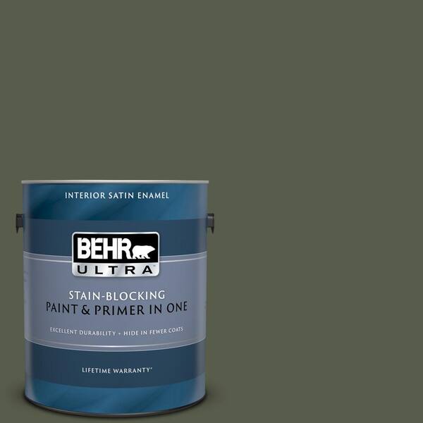 BEHR ULTRA 1 gal. #UL200-23 Fig Leaf Satin Enamel Interior Paint and Primer in One