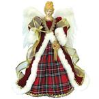 16 in. Red Plaid Angel Tree Topper