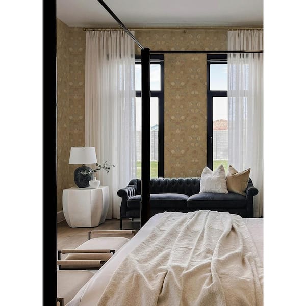 8 in. x 10 in. Melograno Beige Damask Peel and Stick Wallpaper Sample