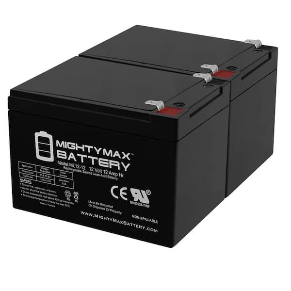 MIGHTY MAX BATTERY 12-Volt 12Ah Battery for PRIDE GO-GO LX Scooter Chair CTS S54LX - 2 Pack