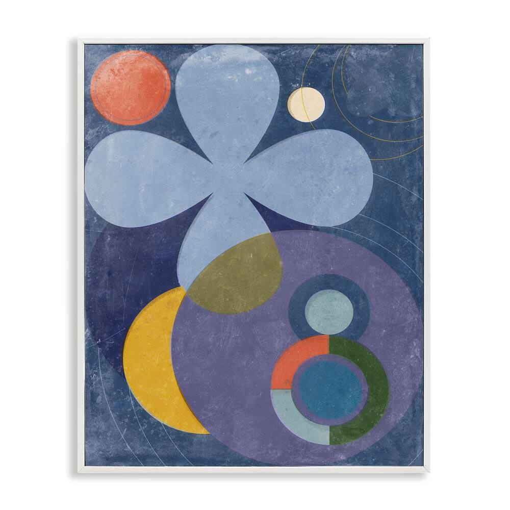 Blue Retro Curved Shapes by Victoria Barnes White Framed Abstract Giclee Art Print 14 in. x 11 in. price history on PriceWatchPro