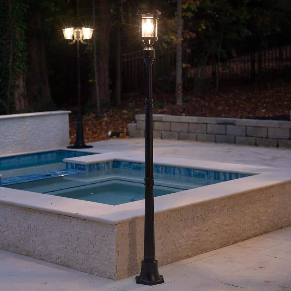 Aurora Black Cast Aluminum Solar Outdoor Light with LED Bulb