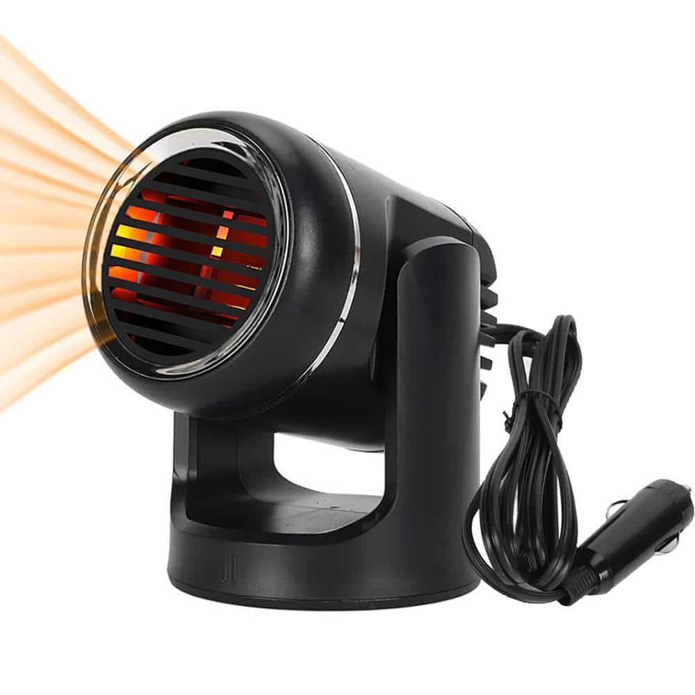Portable Black Car Heater, 2 in 1 Heating & Cooling Fan Rotatable Demister 