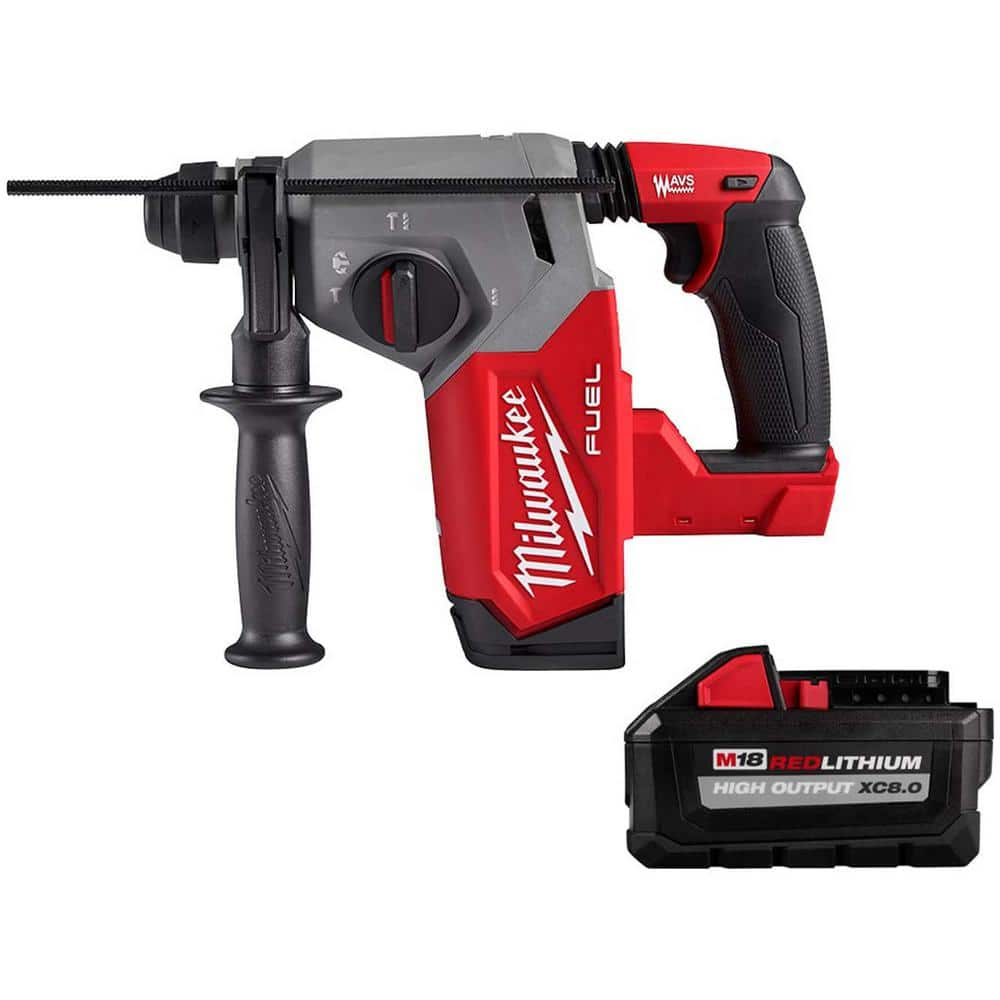 M18 FUEL 18V Lithium-Ion Brushless Cordless 1 in. SDS-Plus Rotary Hammer w/HIGH OUTPUT XC 8.0 Ah Battery -  Milwaukee