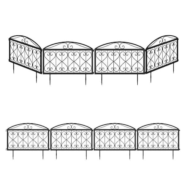 FUFU&GAGA 18.3 in. H x 22 in. W Black Stainless steel Garden Fence Panel Rustproof Decorative Garden Fence (4-Pack)