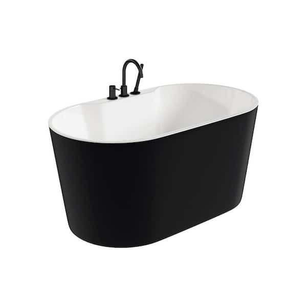 Retro 56 in. x 32 in. Soaking Bathtub with Center Drain in Matte Black