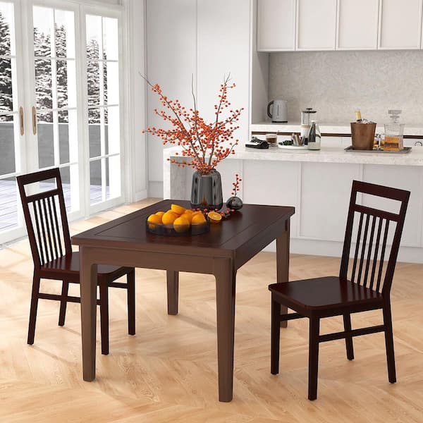 Farmhouse Dining Chair Armless Wooden Chair with Slanted High Backrest Set of 2