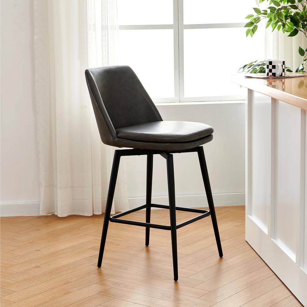 Spruce Spring Cecily In Gray High Back Metal Swivel Counter Stool