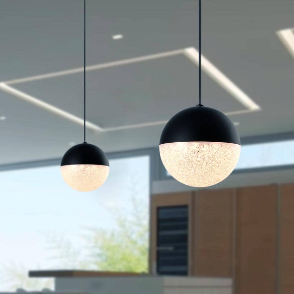 Matte Black Glass LED Jar Pendant Light