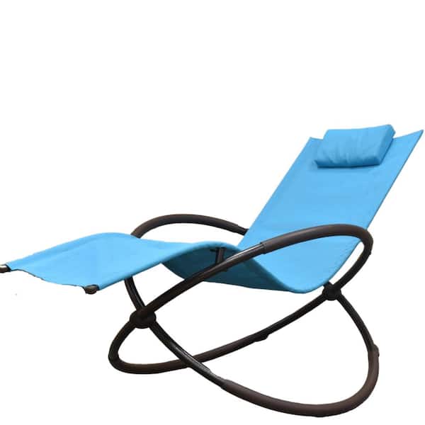 VIVERE Orbital Bronze Steel Frame Sling Outdoor Rocking Patio Chair in Turquoise