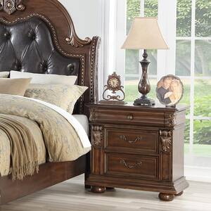 Davenport 3-Drawer 30 in. H x 30 in. W x 17 in. D Brown Nightstand