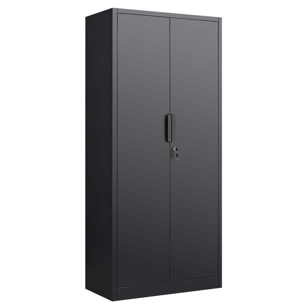 31.5 in. W x 16 in. D x 70.8 in. H Black Metal Outdoor Storage