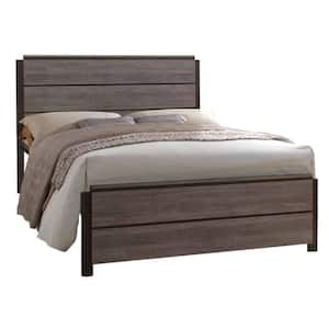 Signature Home Gray Color Material wood Frame Queen Size Panel Bed with Headboard, Rails, Slats.