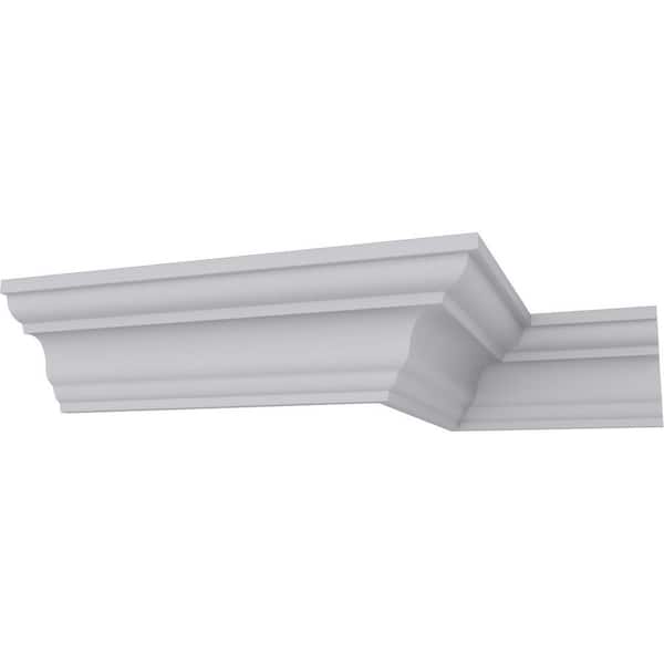 Ekena Millwork 3 in. H x 3 in. P x 4-1/4 in. F x 94-1/2 in. L Polyurethane Palmetto Smooth Crown Moulding (8-Pack)