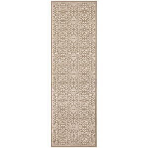 Jubilant Taupe 2 ft. x 7 ft. Floral Transitional Runner Area Rug
