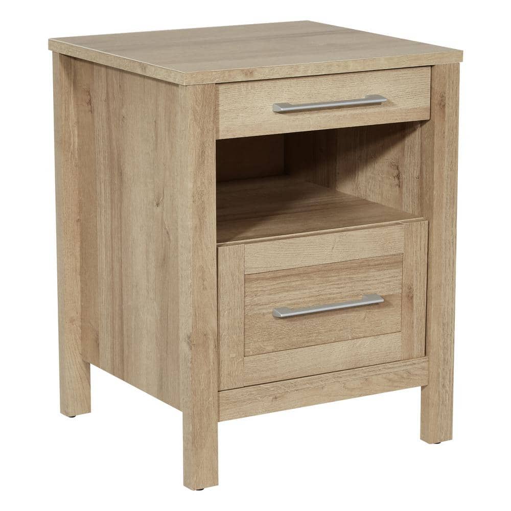 Canyon Oak Nightstand with USB Ports and Storage