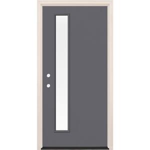 36 in. x 80 in. Right-Hand/Inswing 1 Lite Clear Glass London Painted Fiberglass Prehung Front Door with 4-9/16 in. Frame