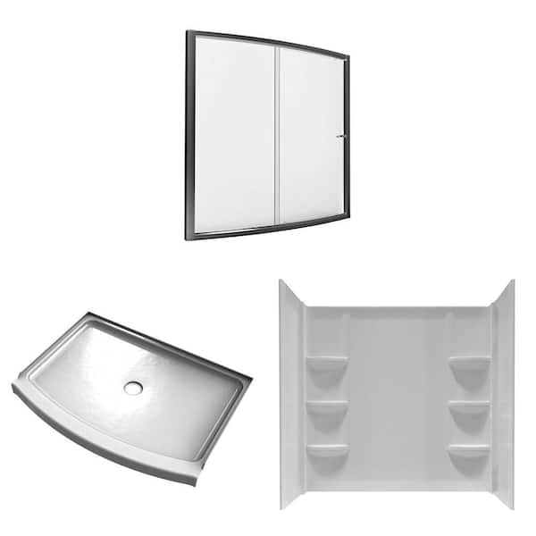 American Standard Ovation 33.5 in. x 48 in. x 75.25 in. Combo 5-Piece  Shower Kit in Arctic and Brushed Nickel BDW001-OV.011.295 - The Home Depot