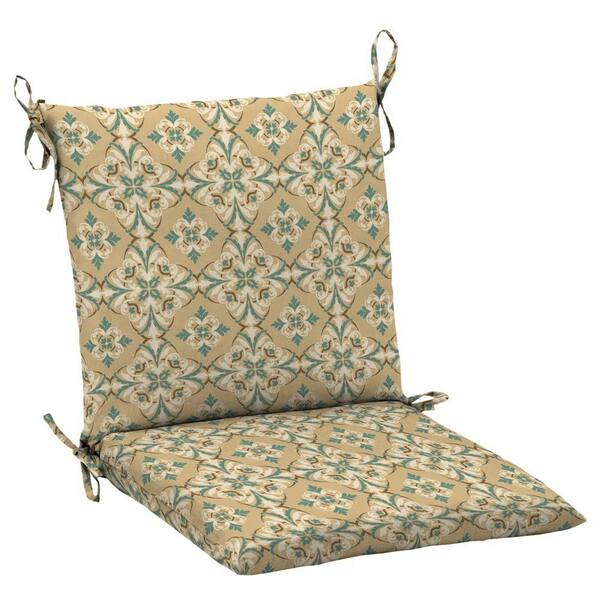 Hampton Bay Roux and Turquoise Medallion Mid Back Outdoor Chair Cushion