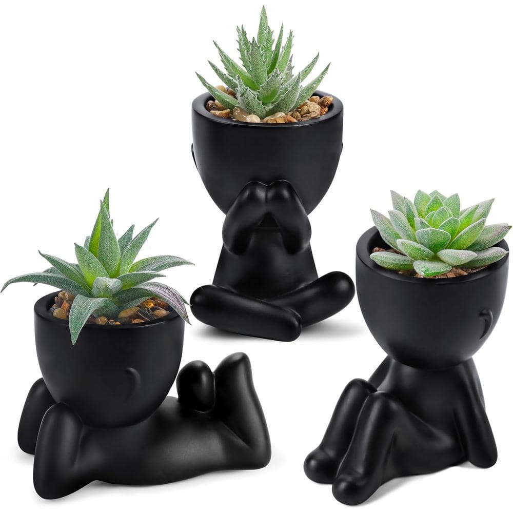 5.9 in. Green Indoor Succulent Artificial Plant, 3-Piece