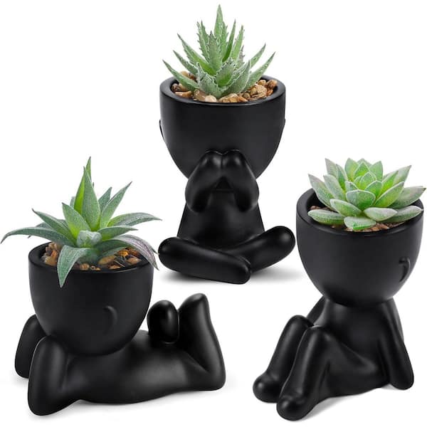 Cubilan 5.9 in. Green Indoor Succulent Artificial Plant, 3-Piece