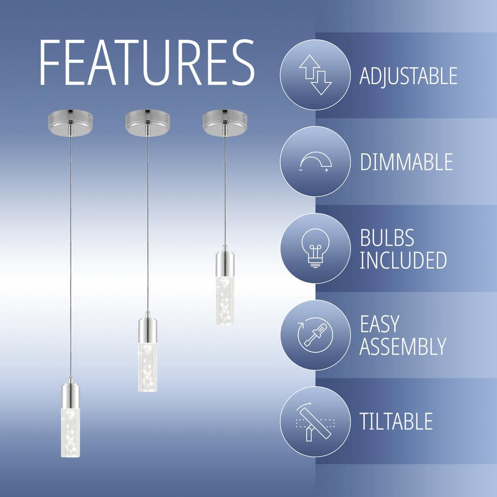Bolha 4.75" Chrome Acrylic LED Pendant Light