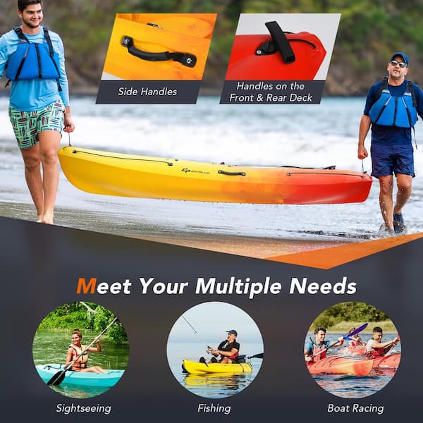 Single Sit-in Kayak Fishing Kayak Boat With Paddle and Detachable Rudder -  Costway