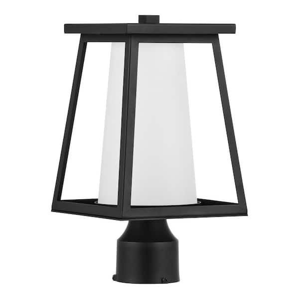 Home Decorators Collection Cardston 1Light Black Outdoor Lamp Post Light Fixture with White