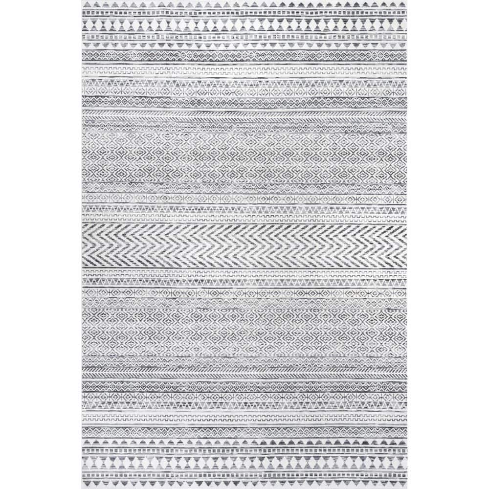 Tribal Banded Spill Proof Washable Grey 8 ft. x 8 ft. Indoor Area Rug price history on PriceWatchPro