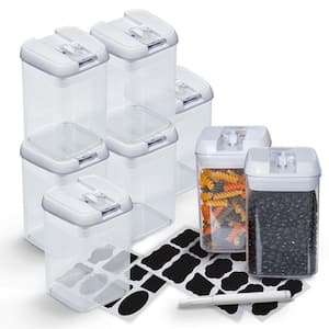 CHEER COLLECTION 7-piece Plastic Stackable Airtight Food Storage Container  Set - Gray CC-7PCFSTRCNR-GRY - The Home Depot