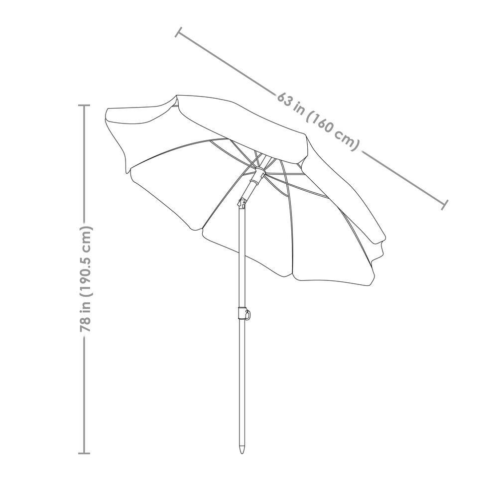 5-Foot Sage Green Polyester Beach Umbrella with Tilt Function