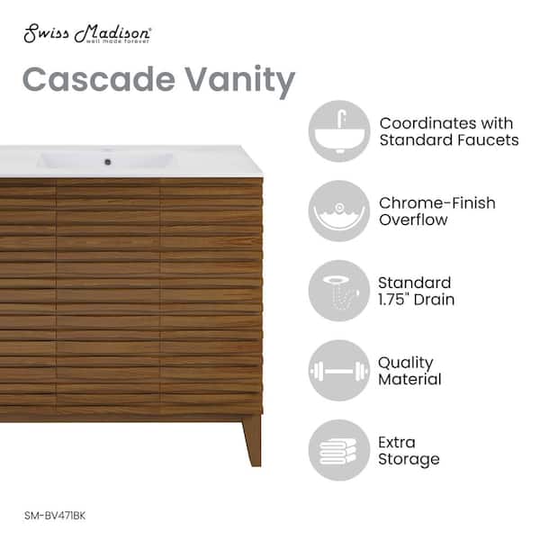 Cascade 36 in. Bathroom Vanity in Brown Oak with White Top