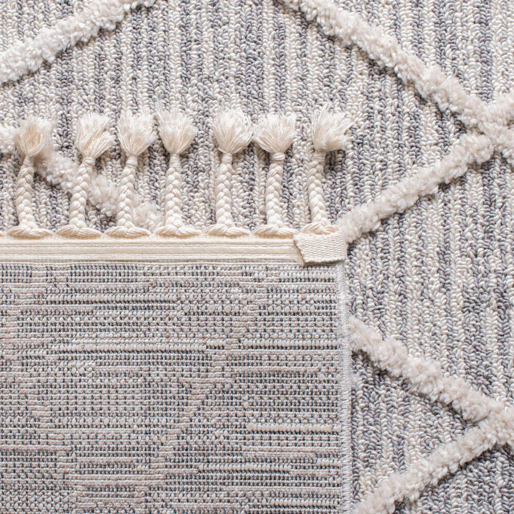 Beige Synthetic Square Moroccan Boho Area Rug 5'3" x 5'3"
