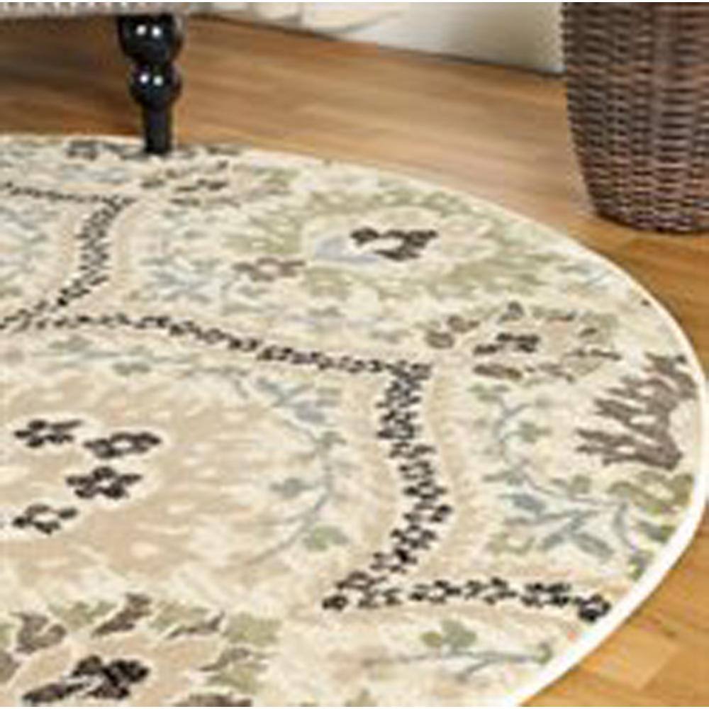 Augusta Multicolored Floral Damask 5' Round Synthetic Area Rug
