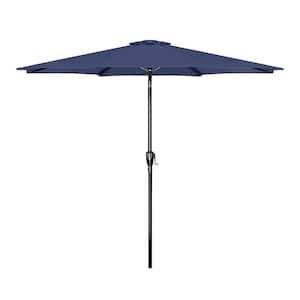9 ft. Outdoor Market Table Patio Umbrella with Button Tilt, Crank and 8-Sturdy Ribs for Garden in Navy Blue