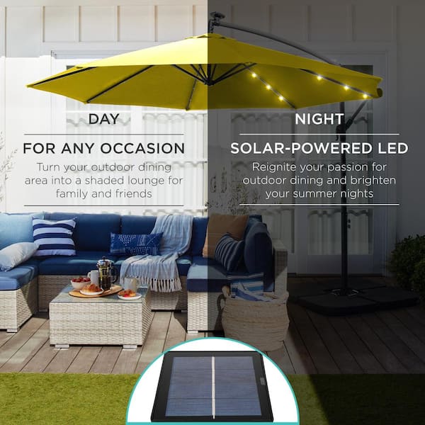 best choice products 10ft solar led patio umbrella w/usb charger Lighted Striped w/ Tilt Adjustment Versatility meets durability the fabric shade is UPF50 certified to diffuse sunlight Best Choice Products 10ft 3-Tier
