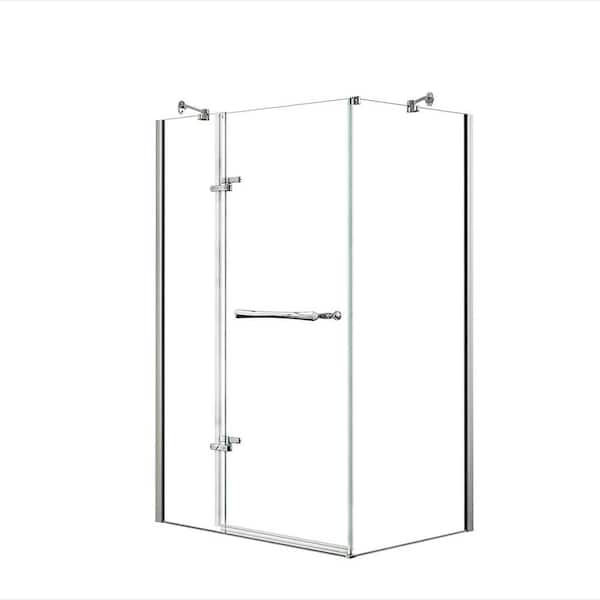 MAAX Reveal 48 in. x 71.5 in. Frameless Corner Pivot Shower Enclosure in Chrome with Handle