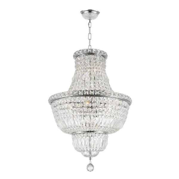 Worldwide Lighting Empire 12-Light Polished Chrome and Clear Crystal Chandelier