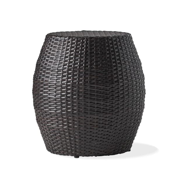 Unbranded 19.25 in. W x 20 in. H Outdoor high-quality Wicker Side Table, Weather-resistant for Patio, Backyard, Brown Multi
