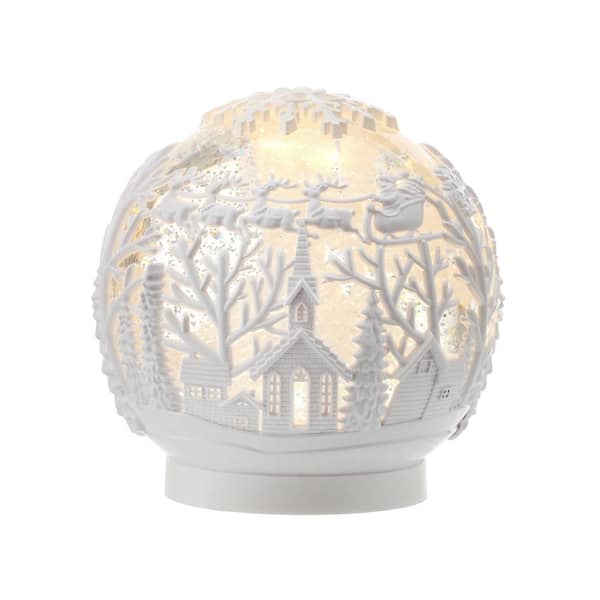 Regency International 6.5 in. White Led Winter Scene Christmas Water Globe