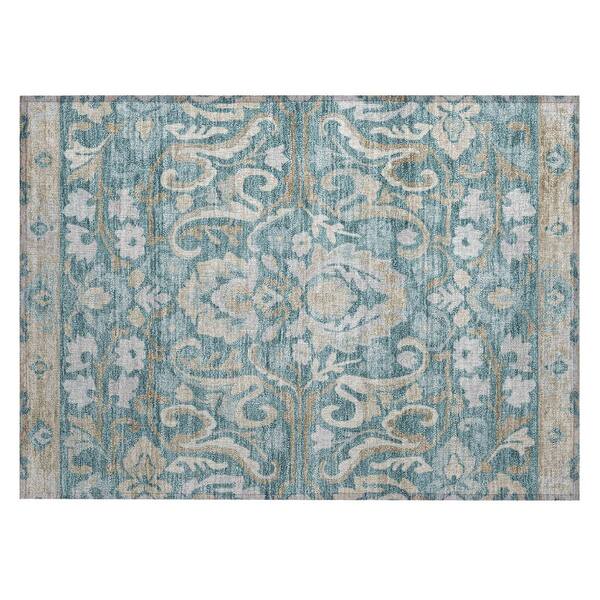 Chantille Machine Washable Indoor/Outdoor Abstract ACN3159 Teal 3 ft. x 4 ft. Area Rug