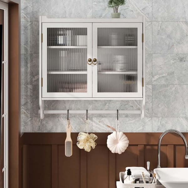24 in. W x 7 in. D x 23 in. H Modern 3-Tier Medicin.e Cabinet Wall Cabin.et Ready to Assemble Kitchen Cabinet in White