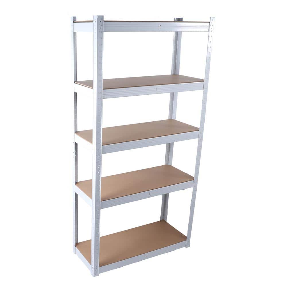White 5-Shelf Adjustable Metal Pantry Organizer Rack