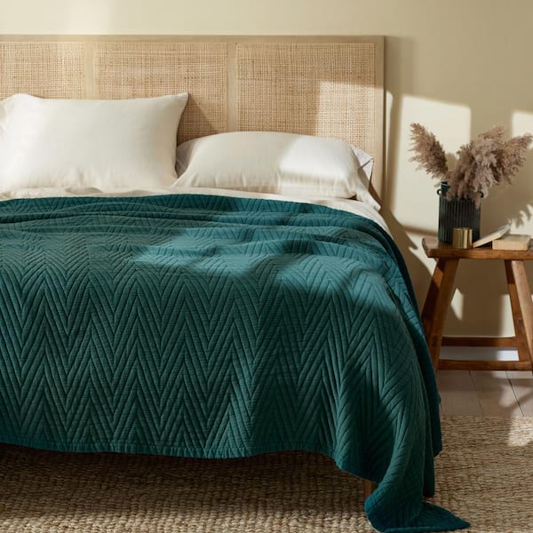 Dark green cotton blanket sale