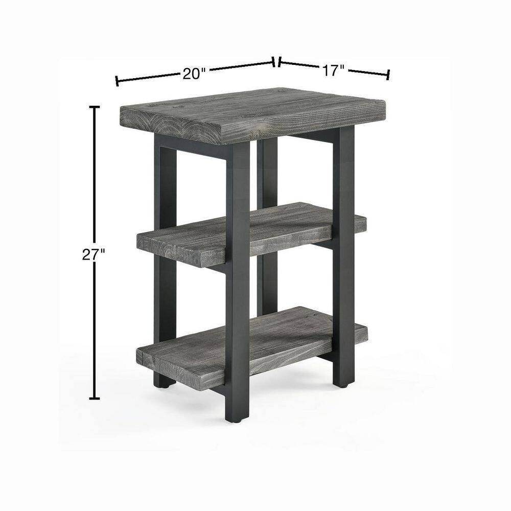 Pomona Slate Gray Metal and Wood 2-Shelf End Table