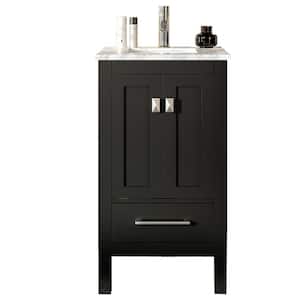 London 24 in. W x 18 in. D x 34 in. H Bathroom Vanity in Espresso with White Carrara Marble Top with White Sink