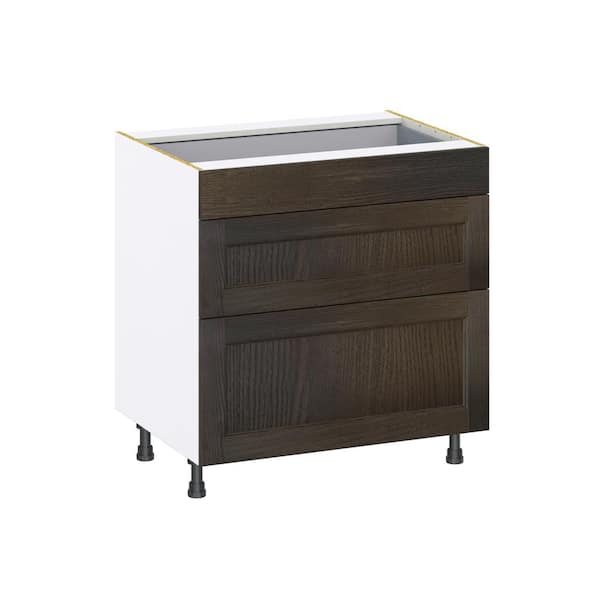 Georgetown 33 in. W x 24 in. D x 34.5 in. H Assembled Drawer Base Kitchen Cabinet in Chestnut with 3-Drawers