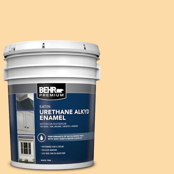 BEHR PREMIUM 5 gal. #M290-3 Corn Stalk Urethane Alkyd Satin Enamel Interior/Exterior Paint